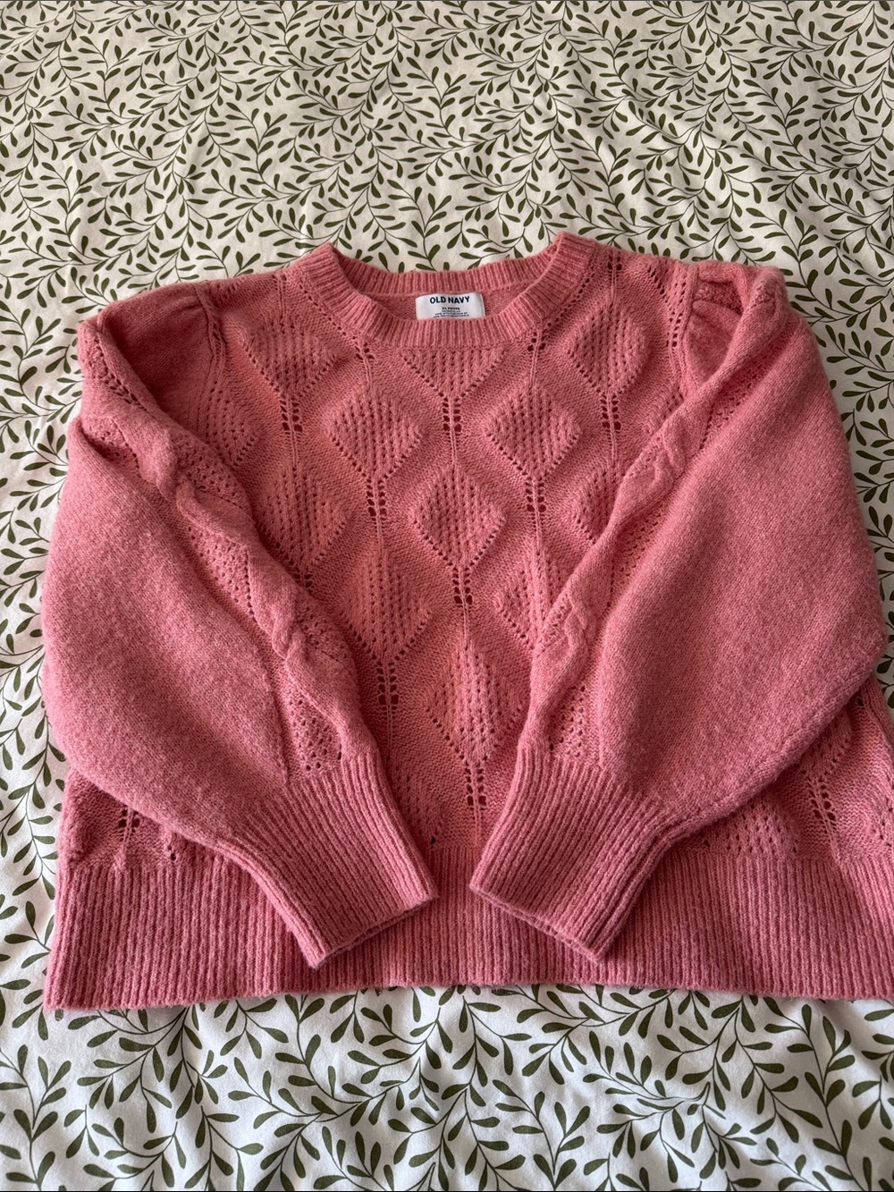 Old Navy Rose Pink Openwork Crewneck Sweater